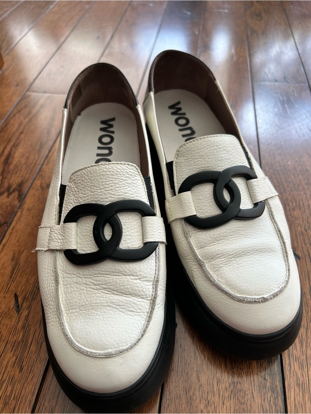 Wonders platform Leather Loafers in Two Tone Wild Milk Wild Black size 39